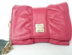 NEW BCBG MAXAZRIA MINI LEATHER FUSCHIA BOW WRISTLET