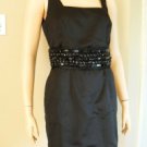NEW BLUMARINE JEWELLED BELT RUNWAY LITTLE BLACK SILK DRESS SIZE 42 (6-8)