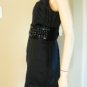 NEW BLUMARINE JEWELLED BELT RUNWAY LITTLE BLACK SILK DRESS SIZE 42 (6-8)