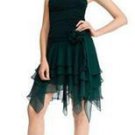 NWT BCBG MAXAZRIA BLACK BUBBLE RUFFLED JERSEY MINI DRESS NEW M