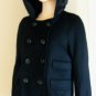 $418 NEW BCBG BLACK WOOL BLEND DOUBLE-BREASTED HOODED JACKET L