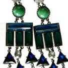 NEW BCBG MAX AZRIA TEARDROP TURQUOISE SHADE RHINESTONE-PAVE EARRINGS
