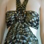 NWT BCBG MAXAZRIA TRIBAL LAME PRINT WITH JEWEL APPLIQUE CHIFFON HALTER DRESS 2