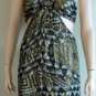 NWT BCBG MAXAZRIA TRIBAL LAME PRINT WITH JEWEL APPLIQUE CHIFFON HALTER DRESS 2