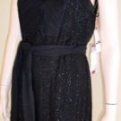 $978 NEW BCBG MAXAZRIA RUNWAY SEQUIN EMBELLISHED SILK BLACK DRESS L