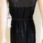 $978 NEW BCBG MAXAZRIA RUNWAY SEQUIN EMBELLISHED SILK BLACK DRESS L
