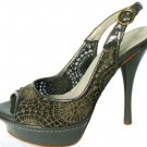 $550+ NEW 100% LACE GREY LEATHER LATITUDE FEMME ITALIAN SHOES HEELS PUMPS 6, 7