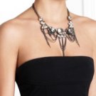 NEW CHIC NEW BCBG MAX AZRIA FLORAL RHINESTONE AND CHAIN NECKLACE