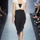 $523 BCBG MAXAZRIA RUNWAY BLACK STRAPLESS PEBBLE CREPE DRESS ASSIMMETRICAL L