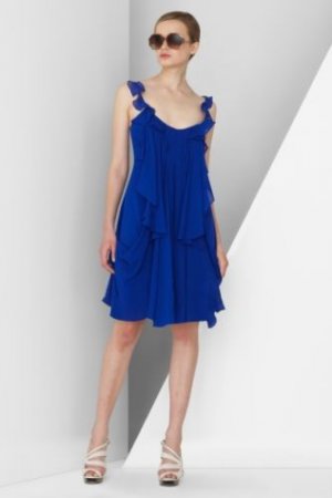 $298 NWT BCBG MAXAZRIA LARKSPUR BLUE RUFFLE CHIFFON COCKTAIL MINI DRESS 2