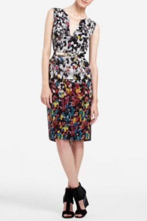 NWT BCBG MAXAZRIA AMALIA SILK SLEEVELESS DRESS WITH PEPLUM SKIRT