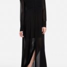 NWT BCBG MAXAZRIA BLACK CHELSEA SHEER MAXI SHIRT DRESS XXS