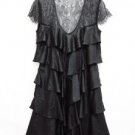 NWT BCBG MAX AZRIA TIRED COCKTAIL LACY BLACK DRESS M