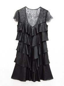 NWT BCBG MAX AZRIA TIRED COCKTAIL LACY BLACK DRESS M