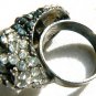 NEW BCBG MAXAZRIA PANDA BLACK SILVER RHINESTONE RING 7