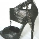 NEW SEXY BLACK PRINTED LIZARD LEATHER PUMP SHOE 7