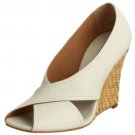 BCBG MAXAZRIA OFF WHITE LEATHER RAISA WEDGE SHOES 10