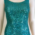 NEW BCBG GIRL GREEN SEQUIN CROCHET SLEEVELESS TOP S