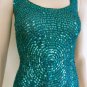 NEW BCBG GIRL GREEN SEQUIN CROCHET SLEEVELESS TOP S