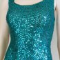 NEW BCBG GIRL GREEN SEQUIN CROCHET SLEEVELESS TOP S