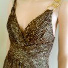 NEW BCBG MAXAZRIA LEOPARD GOLD CHAIN CHIFFON GOWN 8