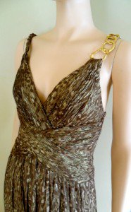NEW BCBG MAXAZRIA LEOPARD GOLD CHAIN CHIFFON GOWN 8