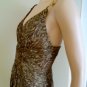 NEW BCBG MAXAZRIA LEOPARD GOLD CHAIN CHIFFON GOWN 8