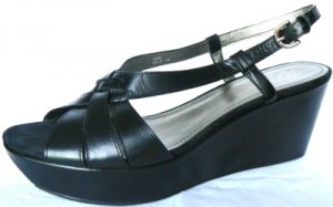 NEW COACH MOLLIE BLACK LEATHER PLATOFRM SHOES SANDAL 11