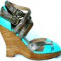 NEW ELEGANT CHIC EMERALD LEATHER WEDGE ALDO SHOE 8