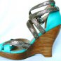 NEW ELEGANT CHIC EMERALD LEATHER WEDGE ALDO SHOE 8
