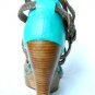NEW ELEGANT CHIC EMERALD LEATHER WEDGE ALDO SHOE 8