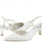 STUART WEITZMAN TRIANGLO WHITE SATIN BRIDAL SHOE 5.5