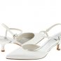 STUART WEITZMAN TRIANGLO WHITE SATIN BRIDAL SHOE 5.5