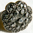 NEW BCBG MAXAZRIA HEMATIT OVAL FLOWER RHINESTONE-PAVE RING SZ 6