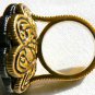 NEW BCBG MAXAZRIA HEMATIT OVAL FLOWER RHINESTONE-PAVE RING SZ 6