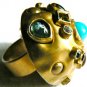 NEW BCBG MAXAZRIA MULTI COLOR STONE OVAL YELLOW GOLD PAVE RING SZ 5