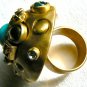 NEW BCBG MAXAZRIA MULTI COLOR STONE OVAL YELLOW GOLD PAVE RING SZ 5