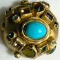 NEW BCBG MAXAZRIA MULTI COLOR STONE OVAL YELLOW GOLD PAVE RING SZ 5