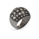 NEW BCBG MAXAZRIA OVERSIZED STONE DOME GUNMETAL SILVER RING 7