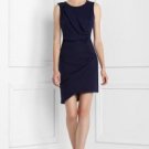 NEW BCBGMAXAZRIA NAVY BLUE RUCHED SILK OVELAY DRESS 10
