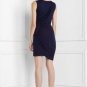 NEW BCBGMAXAZRIA NAVY BLUE RUCHED SILK OVELAY DRESS 10
