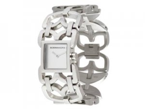 NEW BCBGMAXAZRIA SOCIALITE RELEVE SQUARE SILVER DIAL WOMEN'S BRACELET WATCH