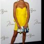 $592 MAX AZRIA RUNWAY CANARY YELLOW STRAPLESS WOVEN GEORGETTE DRAPED DRESS L