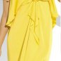 $592 MAX AZRIA RUNWAY CANARY YELLOW STRAPLESS WOVEN GEORGETTE DRAPED DRESS L