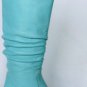 $800 NEW 100% AQUA LEATHER ANGELA FALCONI KNEE BOOTS 6