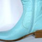 $800 NEW 100% AQUA LEATHER ANGELA FALCONI KNEE BOOTS 6