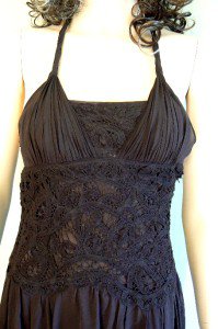 NEW BCBG MAX AZRIA RUNWAY BROWN CROCHET SILK DRESS 2