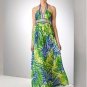 $378 NWT BCBG LARKSPUR BLUE SILK HALTER LONG DRESS GOWN