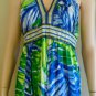$378 NWT BCBG LARKSPUR BLUE SILK HALTER LONG DRESS GOWN