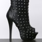 NEW ROCK & REPUBLIC GABRIEL STUDDED PEEP TOE LEATHER BOOTIE 5